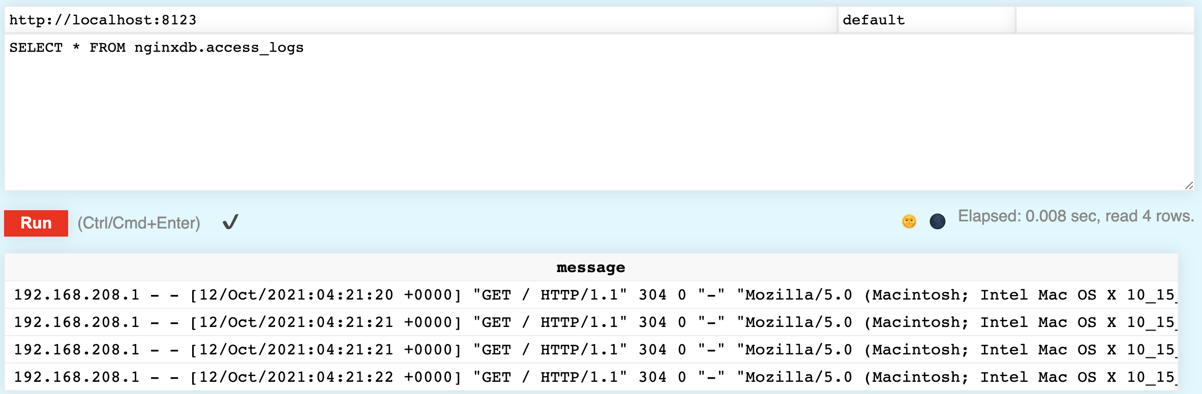 Просмотр логов ClickHouse в табличном виде